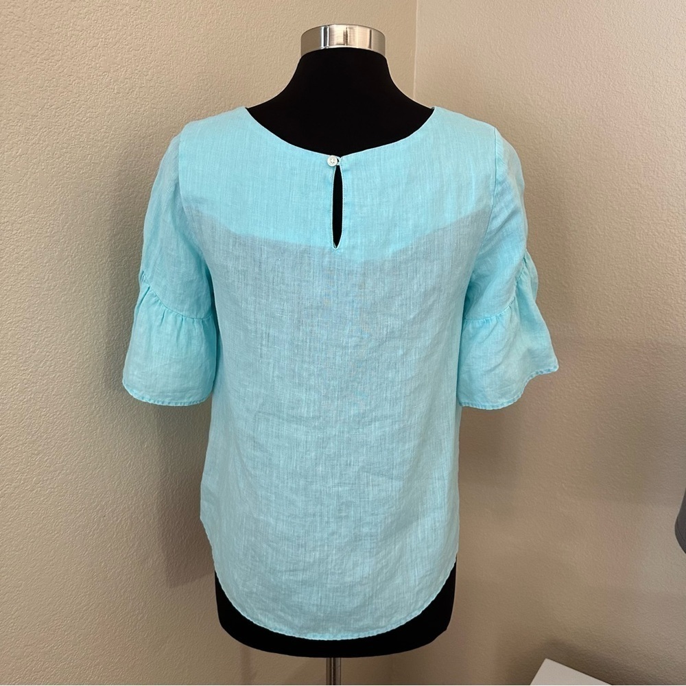 Sundance 100% Linen Teal Willa Whisper Blouse Size S - Picture 7 of 11